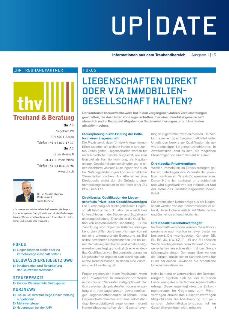 Kundenmagazin thv AG - Aktuelle Ausgabe